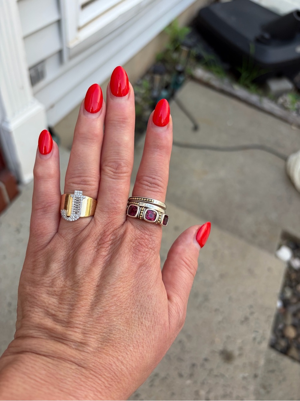 Two-Tone Rhodolite Garnet Trio Stacking Rings Lagos - Picture 6 of 10